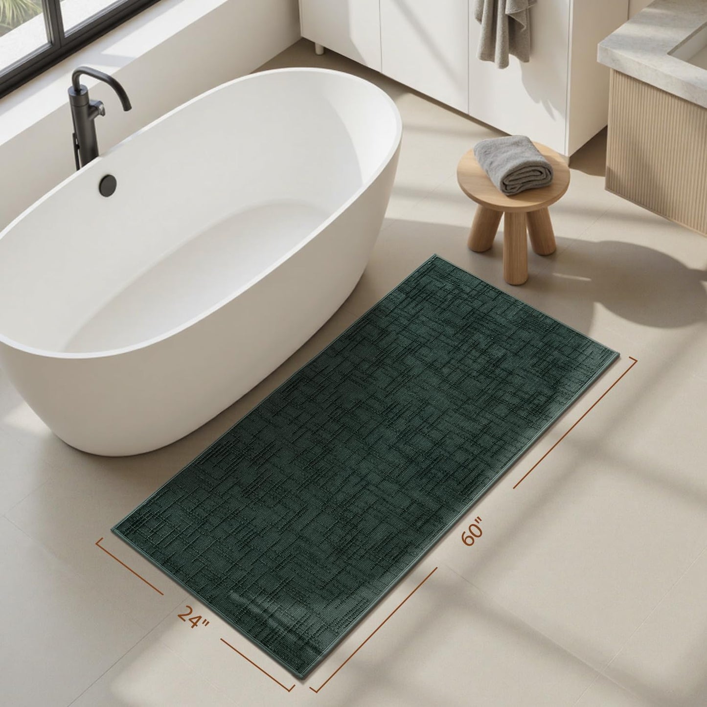 AMOAMI Bath Mat Non Slip Super Absorbent Quick Dry Bath Mats for Bathroom Floor Rubber Backing Washable Bathroom Rugs Modern Woven Jacquard Mat, Beside Tub Bath Rugs, 17" x 24", LightGrey