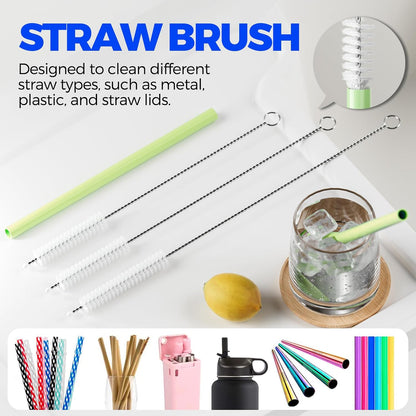 6 Pack Holikme 4 in 1 Cup Lid Cleaning Brush Set with 3 Straws, Multifunctional Bottle Brush, Silicone Cup Lid Gap Cleaner, Bristle Crevice Cleaning Brush, Flat End Brushes, Navy & Black & Olive