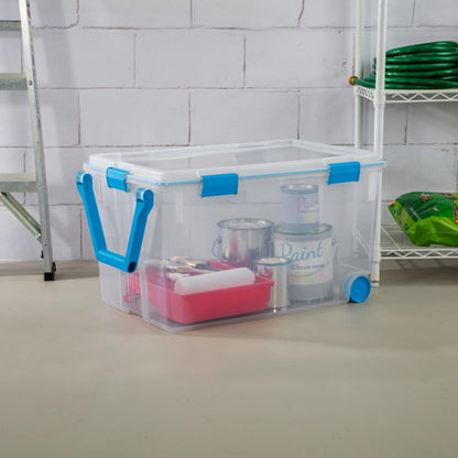 Sterilite 4-Pack Gasket Box, Home Storage Organizer Bins with Lids, 37 Quart – Stackable Clear Plastic Containers for Bedroom, Bathroom, Garage, Basement, or Attic