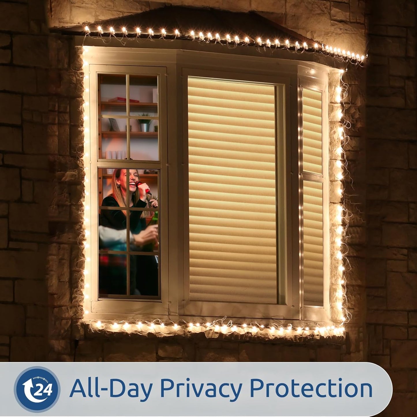 rabbitgoo Window Privacy Film, Frosted Glass Privacy Film, Window Frosting Cling for Glass, Non Adhesive Static Cling Front Door Covring, Anti-UV Reeded Blinds Sticker, Striped Pattern, 17.5" x 78.7"