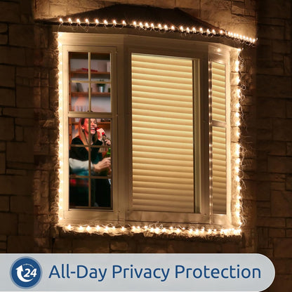 rabbitgoo Window Privacy Film, Frosted Glass Privacy Film, Window Frosting Cling for Glass, Non Adhesive Static Cling Front Door Covring, Anti-UV Reeded Blinds Sticker, Striped Pattern, 17.5" x 78.7"