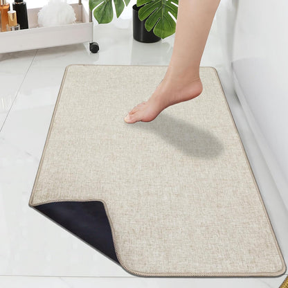 Yancorp 16"x26" Ultra Thin Bathroom Rugs,Low Profile Bath Rug,Rubber mat,Fit Under Door,Non Slip,Machine Washable Shower Rug,Dark Grey