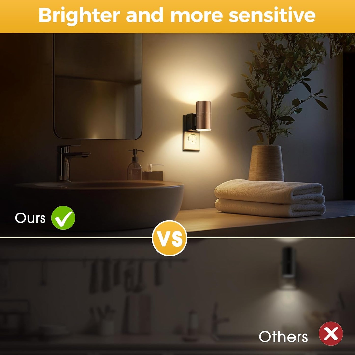 L LOHAS LED Night Light,Dimmable Night Lights Plug into Wall, 2 Pack Acrylic Nightlight with 0-100 LM Adjustable Brightness, 3000K Plug in Night Light with Dusk to Dawn Sensor, for Bathroom Hallway