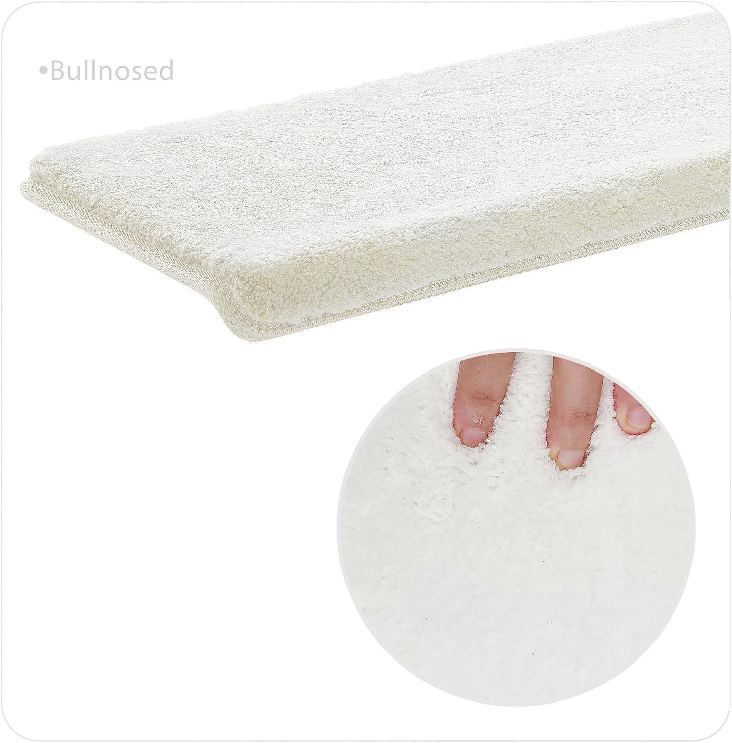 PURE ERA Carpet Stair Treads Ultra Plush 9.5" X 30"Soft Bullnose Indoor Stair Protectors Pet-Friendly Non-Slip Skid Resistant Tape Free Washable Reusable(2 Pieces,Brown)
