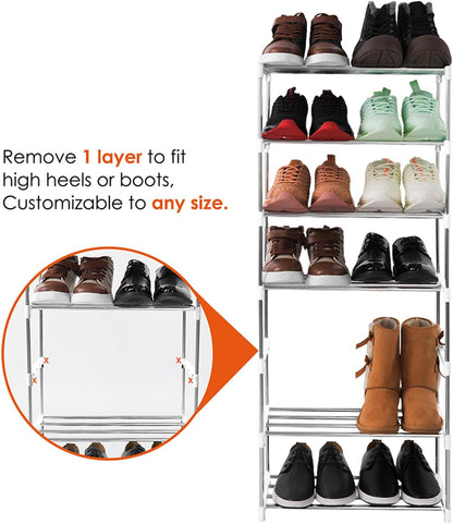 3-Tier Stackable Small Shoe Rack, Lightweight Shoe Shelf Storage Organizer for Entryway, Hallway and Closet(Black)