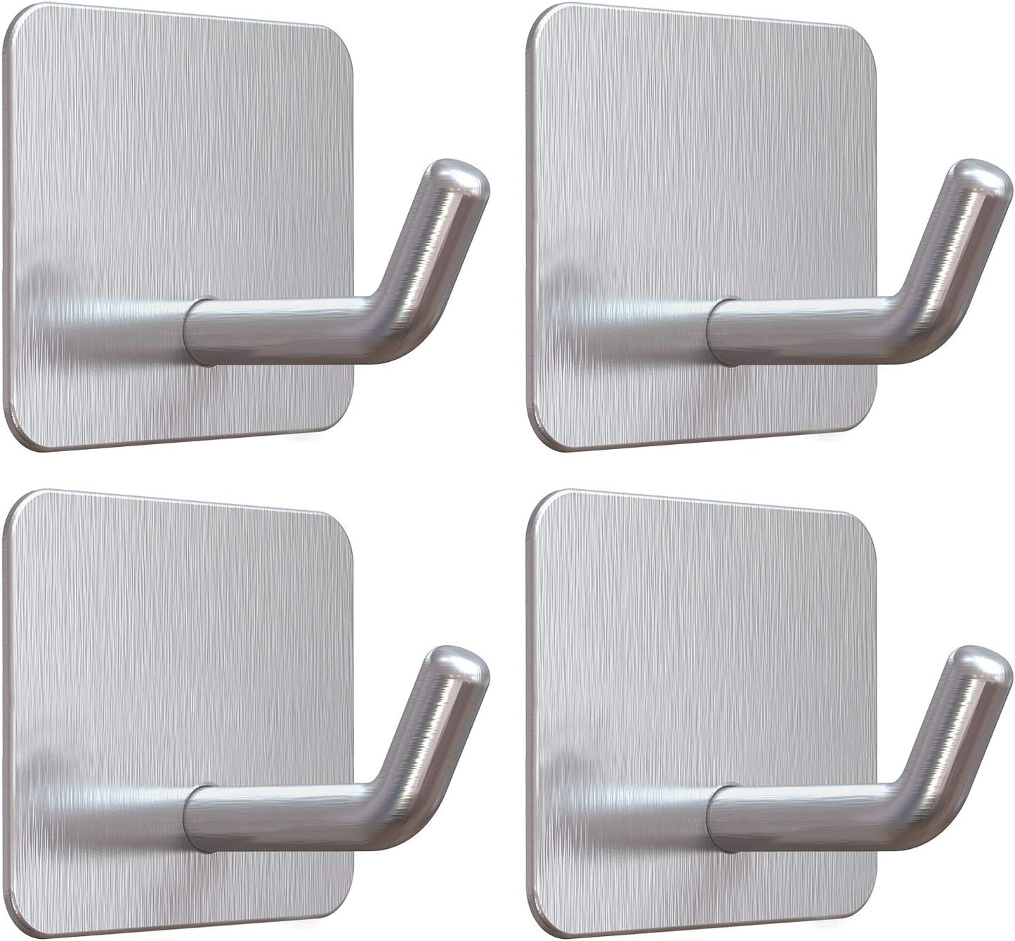 VIS'V Adhesive Hooks, Heavy Duty Shower Wall Stick on Hooks, Waterproof, 2 Extra Adhesive Strips, Black, 4 Pcs