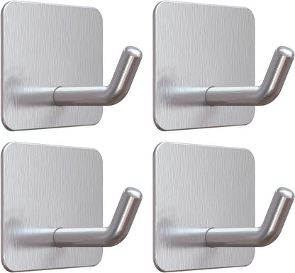 VIS'V Adhesive Hooks, Heavy Duty Shower Wall Stick on Hooks, Waterproof, 2 Extra Adhesive Strips, Black, 4 Pcs