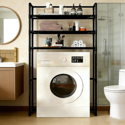 Over The Washer Storage Shelf – Laundry Room Vertical Organizer, Over Washer Shelf with Dual Color Choices (Black/White)(Black)