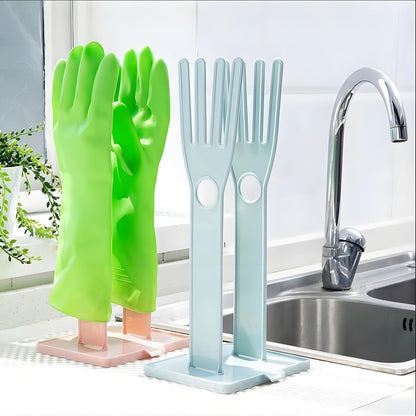 2 PCS Kitchen Glove Holder Kitchen Glove Stand Holder Rubber Glover Drying Dryer Rack Reusable Rubber Mitten Clothes Drying Rack for Dish Gloves and Rags, Pink and Blue