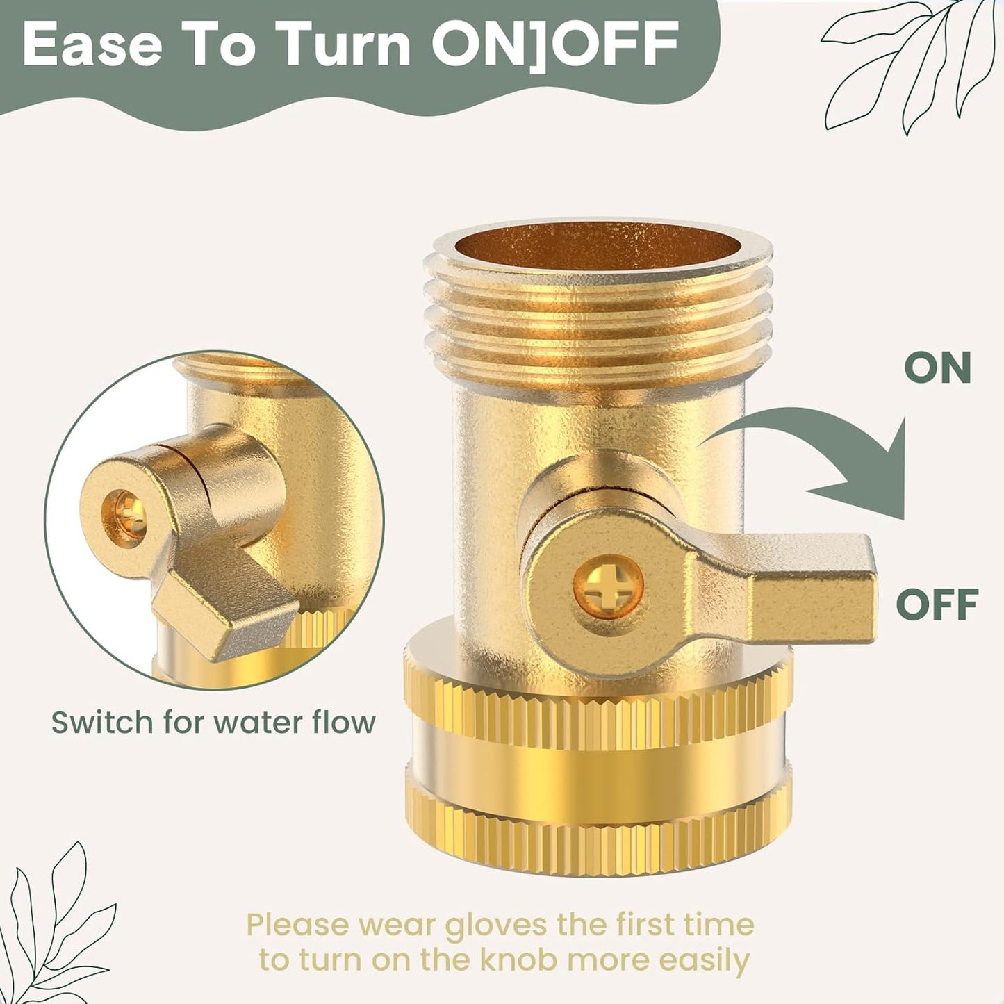 Twinkle Star Heavy-Duty Brass Adjustable Twist Hose Nozzle, 2 Pcs | 3/4” GHT Brass Garden Hose Nozzle, Adjustable Water Flow