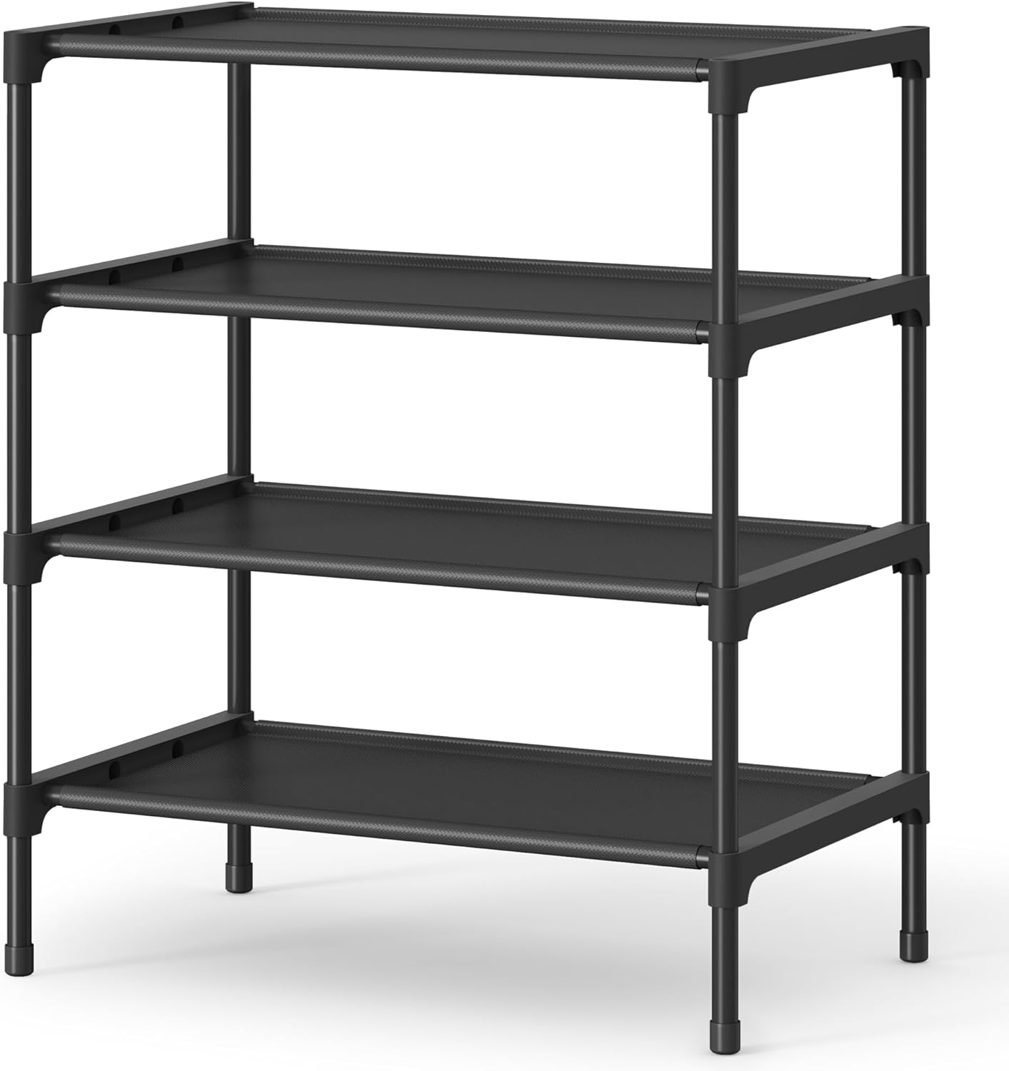 SONGMICS Shoe Rack, 2-Tier Shoe Storage Organizer, Space-Saving, 11.7 x 16.5 x 12.2 Inches, Entryway, Metal Frame, Non-Woven Fabric Shelves, Ink Black ULSH012BH01