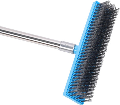 Heavy Duty Wire Brush, Heavy Duty Stainless Steel Metal Broom for Outdoor Floor Cleaning, Long Telescopic Handle for Patios and Decks (63 in)