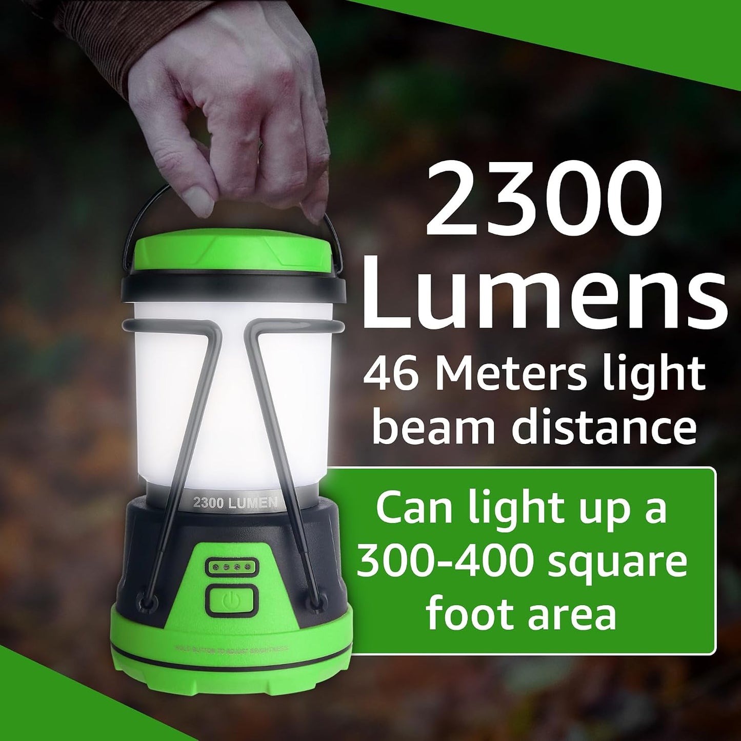 LED Camping Lantern Rechargeable, 1800LM, 4 Light Modes, 4400mAh Power Bank, IP44 Waterproof, Perfect Lantern Flashlight for Hurricane, Emergency, Power Outages, Home and More, USB Cable Included