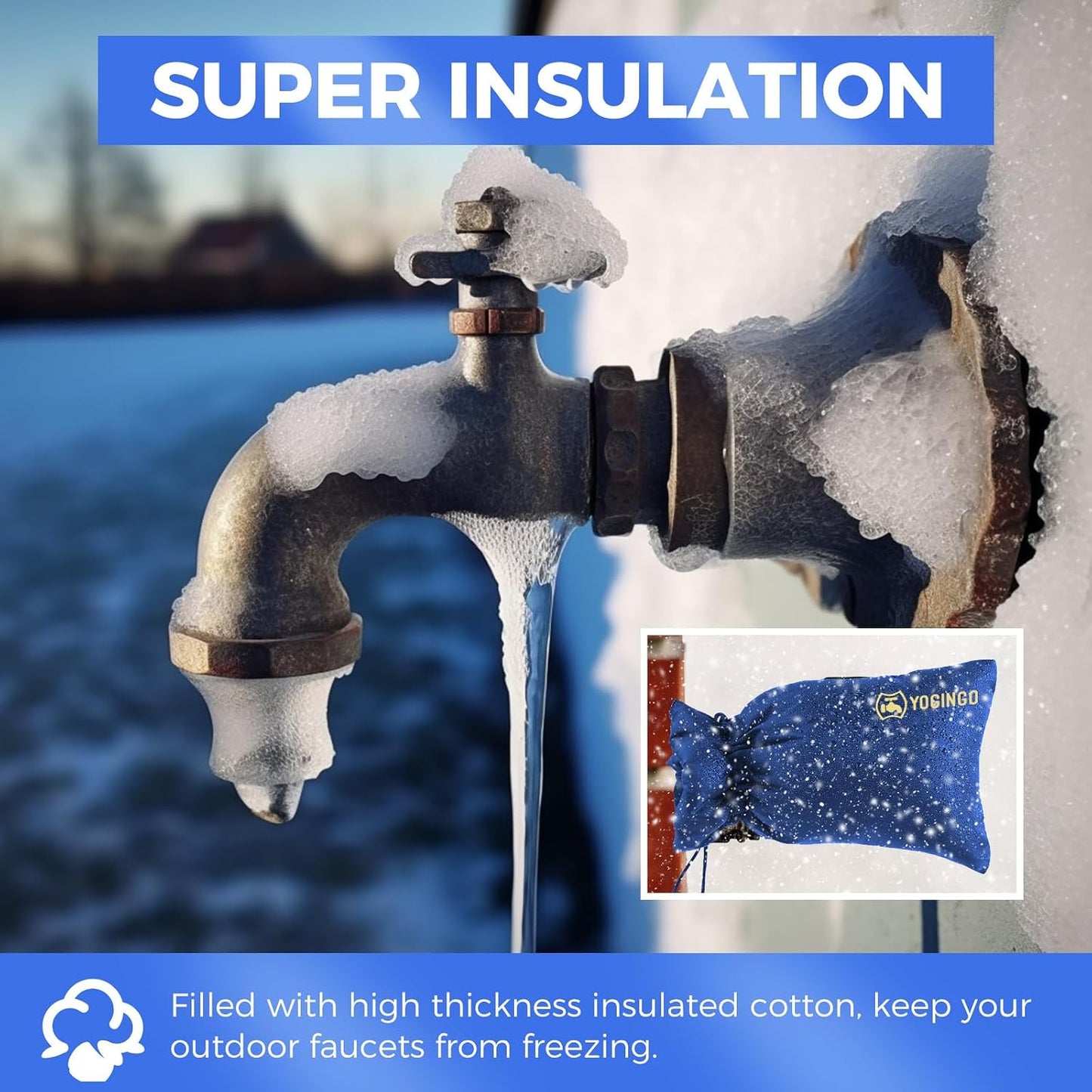 Outdoor Faucet Covers for Winter Freeze Protection, 4 Pack 5.9" x 8.3" Blue Hose Bib Covers for Winter, Water Spigot Covers Winter Insulated, Insulation Cover Socks Faucet Freeze Protector
