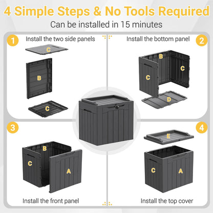 Greesum Outdoor Storage Box 31 Gallon Storage Box with Lid for Patio Furniture, Garden Tools, Pool Supplies, Waterproof and UV Resistant, Lockable, Dark Black