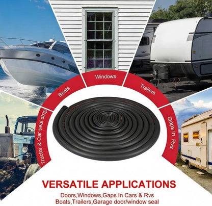 Pangda 10Ft D Shape Rubber Weather Stripping Foam Self-Adhesive EPDM Door Seal Strip for Noise Reduction Waterproof Dustproof for Cars Boats Truck RVs Windows Doors (3/4" W × 3/4" H)