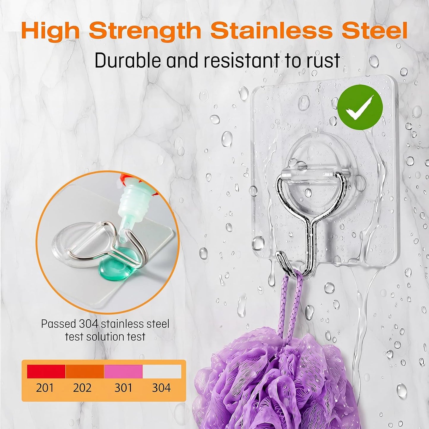 Adhesive Wall Hooks for Hanging Heavy Duty 33lb(Max), Waterproof and Rustproof Transparent Self Adhesive Hooks for Bathroom Kitchen Outdoor and Home Improvement -24 Pack