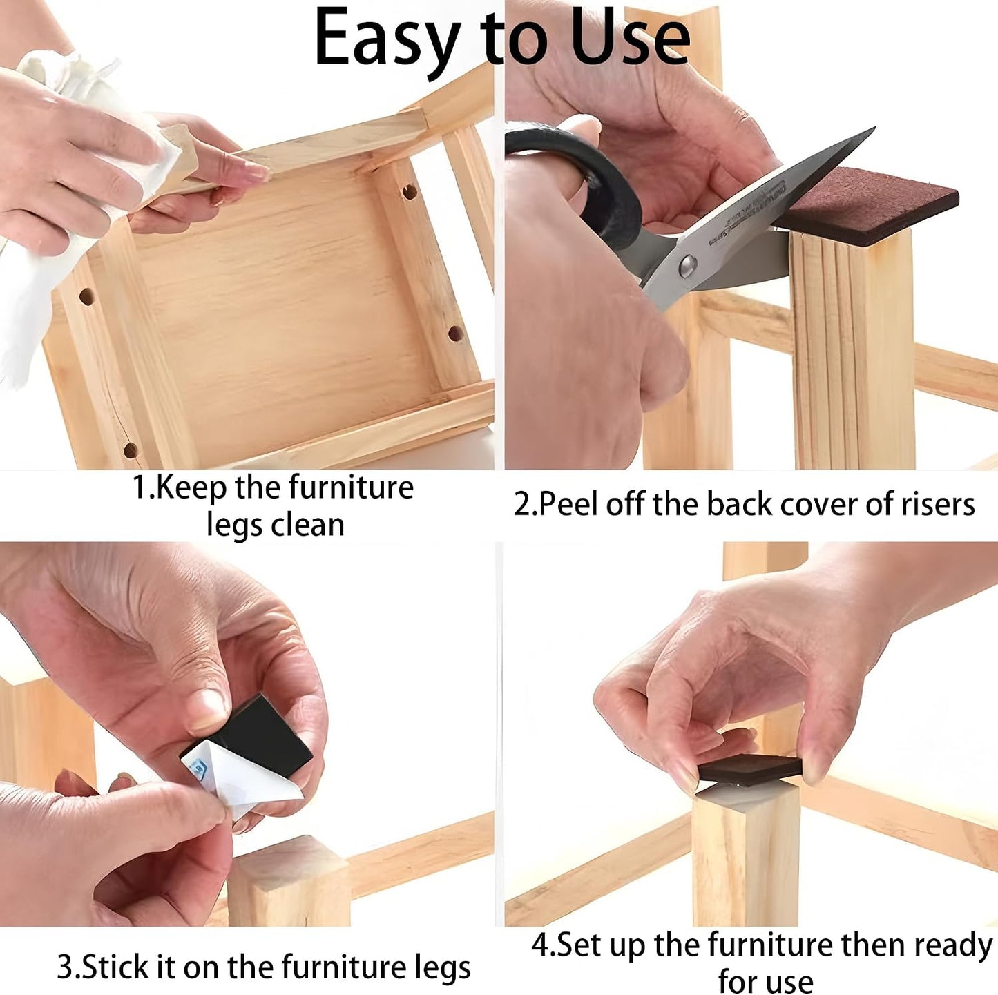 16PCS 3” Square Felt Furniture Pads, Self Adhesive Cuttable Chair Leg Pads Anti Scratch Floor Protectors for Hardwood Laminated Tile Cabinet Surface Protector, Brown