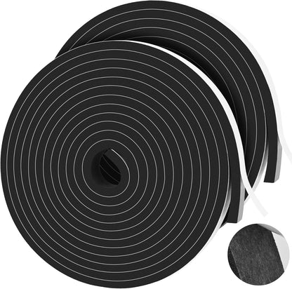 66Ft Foam Tapes Self Adhesive Foam Seal Strips 1/2In x 1/8In x 33.1Ft Each Roll Weatherstrips High Resilience Weather Stripping Door Seals for Door Soundproofing, Window Insulation (2R, White)