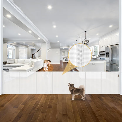 Newly Enhanced - 42" Tall × 120" Extra Wide Retractable Baby Gate Keeps Pets from Getting Under Tall Dog Gate, Indoor/Outdoor Baby Gates for Dogs, Retractable Dog Gate for Large Openings, White