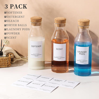 60oz Liquid Laundry Detergent Dispenser with Lables,Glass Laundry Detergent Dispenser,Laundry Detergent Container Laundry Liquid Dispenser