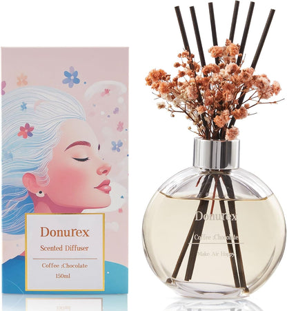 Flower Reed Diffuser Set 5.07oz Satin Rose Scent Diffuser with Sticks Home Fragrance Reed Diffuser for Bathroom Shelf Decor