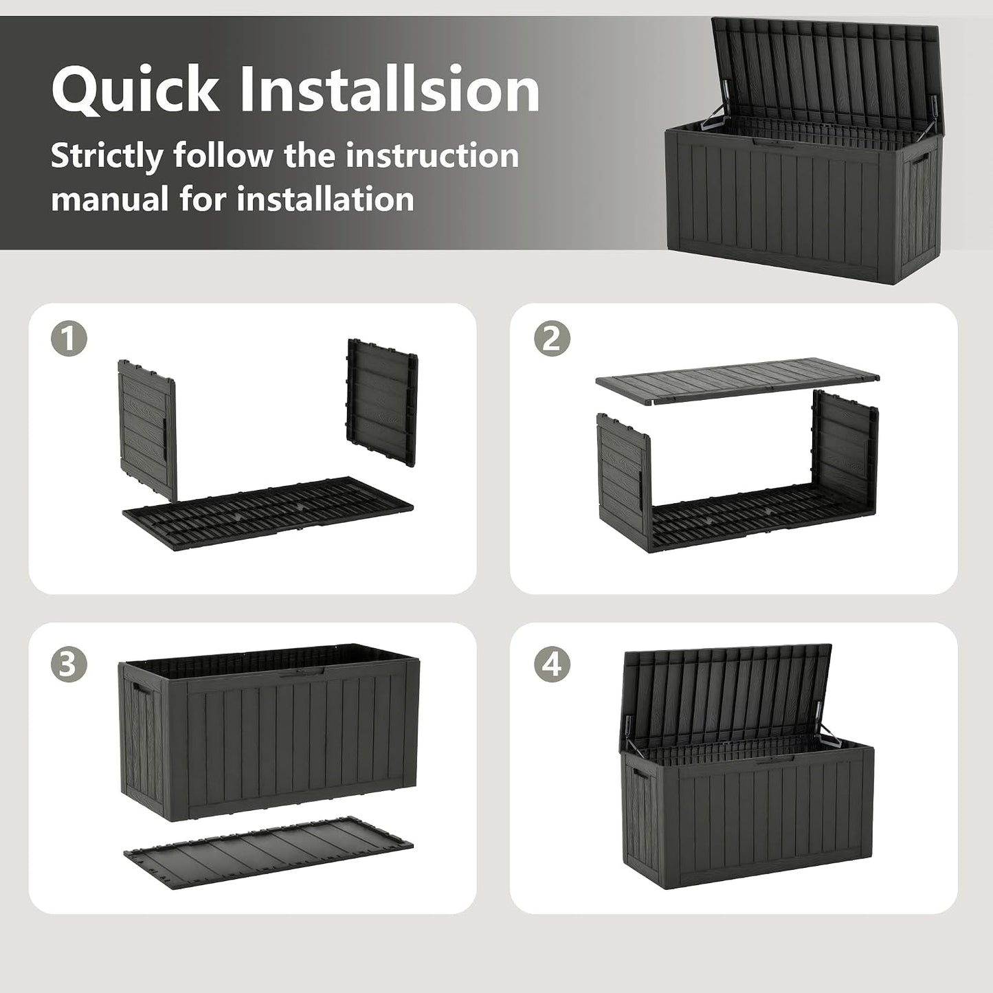 Outdoor Storage Box, 31 Gallon Resin Deck Boxes Outdoor Waterproof For Patio Furniture, Garden Tools, Pool Supplies, Lockable And UV Resistant (Rattan Gray)