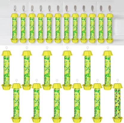 Qualirey 12 Pcs Sticky Fly Trap Fly Stick with Hanging Hook Adhesive Mosquito Catcher for Indoor Outdoor Trap Houseflies and Flying Insects Bee Wasp Moth Fly, 10.2 x 2.5 Inch