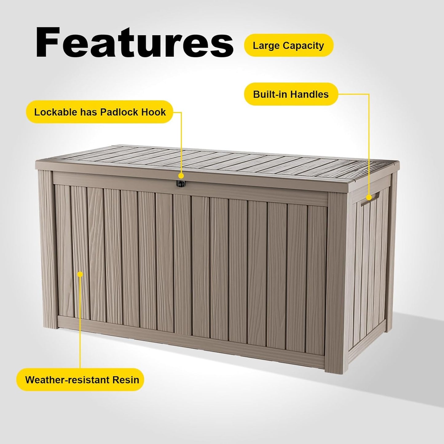 50Gal Outdoor Storage Box Anti-Theft Delivery Box Lockable Deck Box | Heavy-duty UV & weatherproof resin for secure parcel drop, patio cushion storage, garden tools & porch package organization