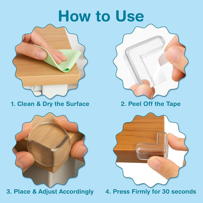 15 Pcs L-Shape Corner Protector for Baby Proofing – Clear 4cm x 4cm Edge Safety Bumpers for Furniture & Sharp Table Corners – Slim Profile Secure Adhesive Gel Pads Included