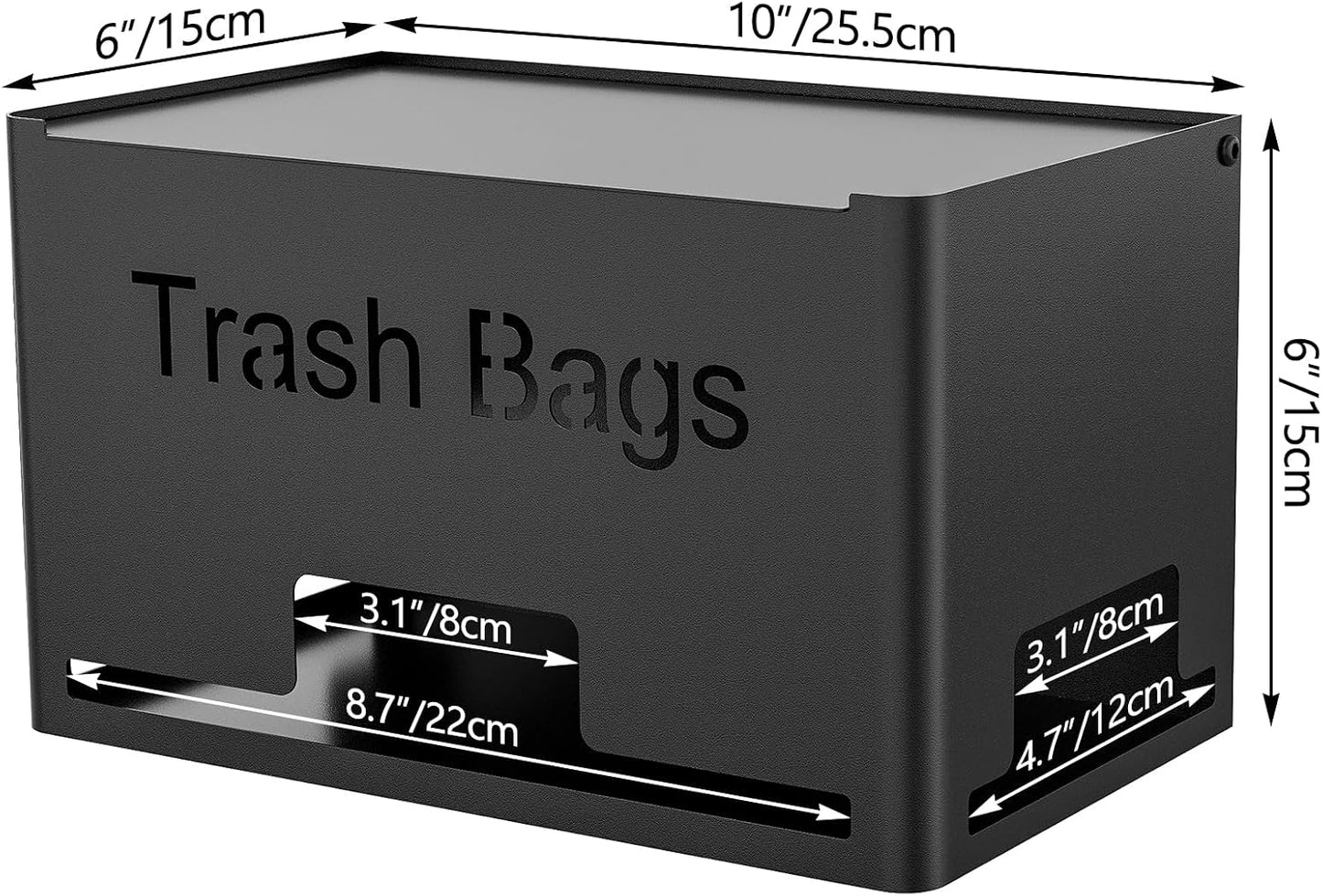 STWWO Large Trash Bag Holder Dispenser, Metal Garbage Bag Dispenser Roll Holder, Kitchen Trash Storage Organizer for Under Sink, Wall Mounted or Freestanding, Black