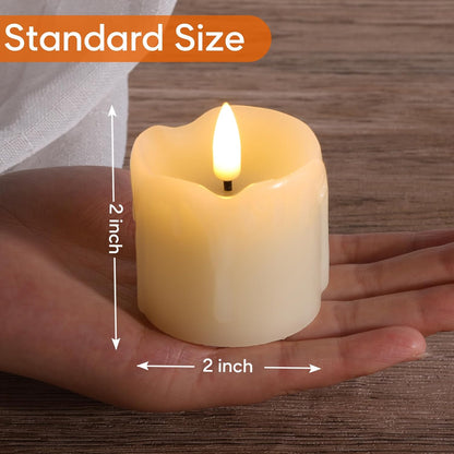 Eywamage Ivory Flameless Votive Candles with Timer Batteries, 2x3 inch Small LED Pillar Candles Flickering Set of 6