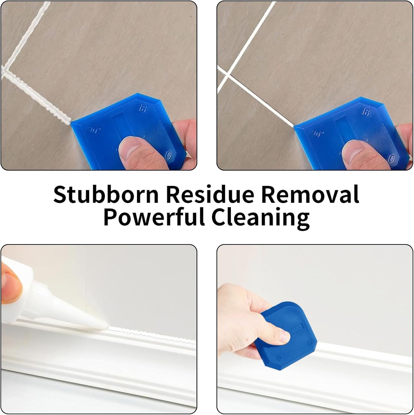 4-Piece Silicone Caulking Tool Set - Sealant Finishing Scraper Kit with Flexible Plastic Scrapers for Kitchen Bathroom Sink Floor Grout Removal (Blue)