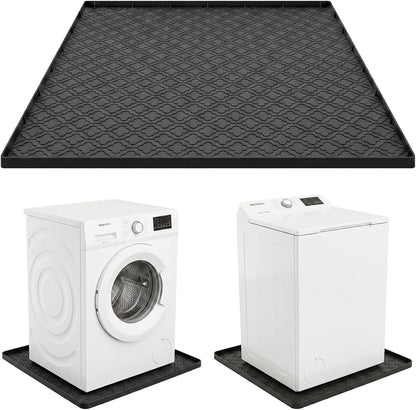 33 x 31 Inch Washing Machine Drain Pan, Silicone Washer Pan, Black | 2cm Raised Waterproof Edge, Washer and Dryer Mat for Floor Protection, Fits Standard & Large Washers Up to 5.0 Cu.Ft.