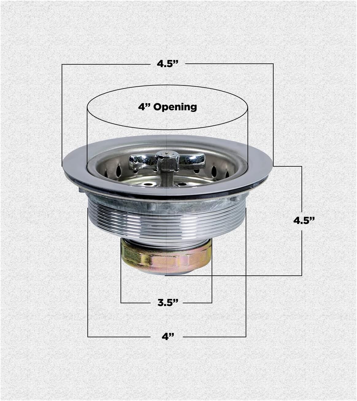 Highcraft 9763 Kitchen Sink (3-1/2 Inch) Stainless Steel Drain Assembly With Strainer Basket Spin and Seal With Threaded Stopper