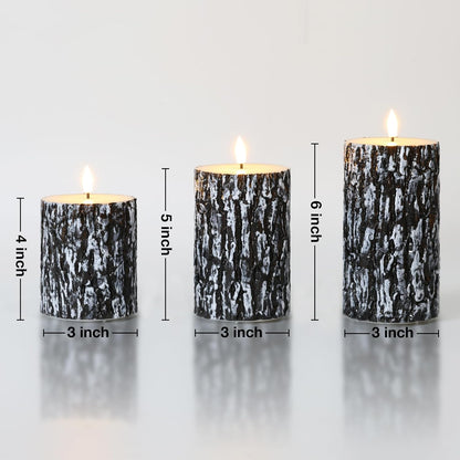 Eywamage Ivory Flameless Pillar Candles with Remote, Flickering Realistic LED Battery Wax Candles Set of 3, Φ 3" H 4" 5" 6"