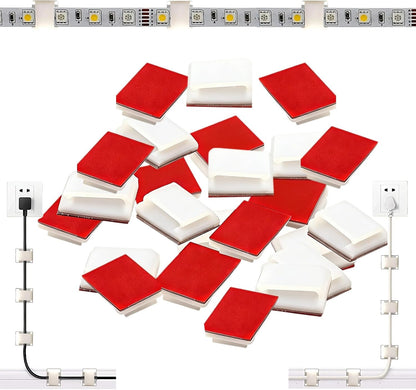 120PCS LED Strip Light Clips, Self-Adhesive Mounting Clips & Mini Cable Clips for 6mm/8mm/10mm Wide Strip Lights, Adhesive Wire Clips Wall Holder for 3528/5050/2835 SMD, Cable Management Solution