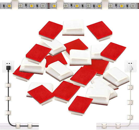 120PCS LED Strip Light Clips, Self-Adhesive Mounting Clips & Mini Cable Clips for 6mm/8mm/10mm Wide Strip Lights, Adhesive Wire Clips Wall Holder for 3528/5050/2835 SMD, Cable Management Solution