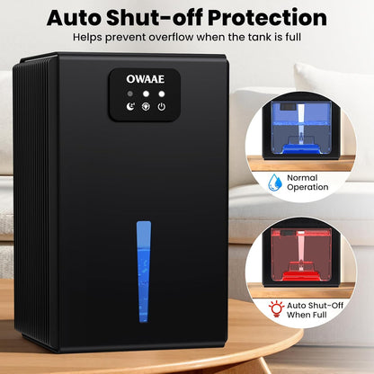 Dehumidifier, 1000 sq.ft Quiet Dehumidifiers for Home Bedroom Basement Bathroom with 95oz Water Tank, Sleep Mode, Auto Shut-Off 7 Colors LED Light, Black