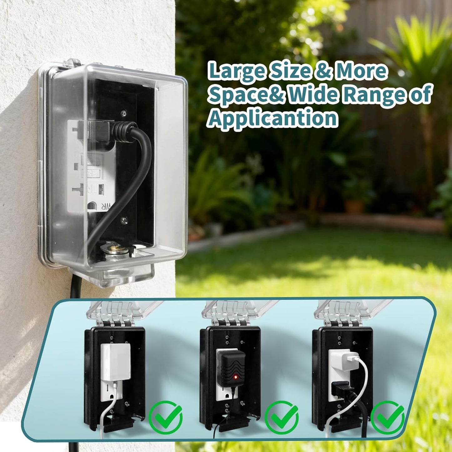 Outdoor Outlet Cover in-Use Weatherproof Outdoor Decorator/GFCI Receptacle Outlets,Weatherproof Clear Enclosure,1-Gang Electrical Outlet Cover for Home Improvement,Easy Install(1 pack)
