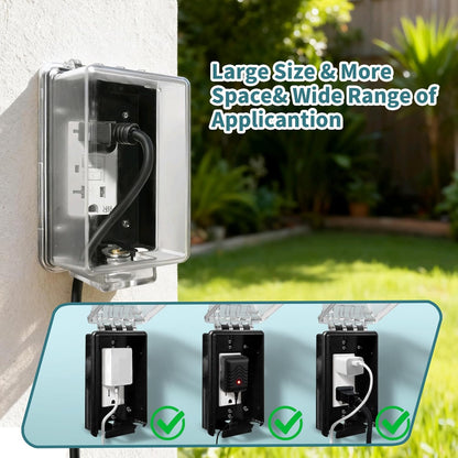Outdoor Outlet Cover in-Use Weatherproof Outdoor Decorator/GFCI Receptacle Outlets,Weatherproof Clear Enclosure,1-Gang Electrical Outlet Cover for Home Improvement,Easy Install(1 pack)