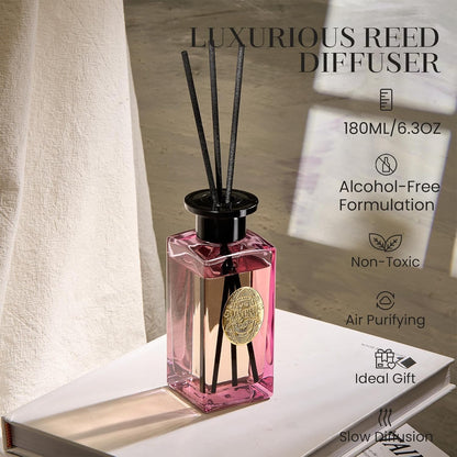 M&SENSE 6.3 oz Large Reed Diffuser Set | Lime+Basil Scent Oil Diffuser with Sticks | Hotel Collection Non-Toxic Home Fragrance |for Bedroom Bathroom Living Room - Colors B
