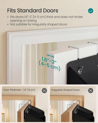 SONGMICS Over-the-Door Organizer, 9-Compartment Door Hanging Storage Shelf, Foldable Closet Hanging Organizer, Heavy-Duty, Metal Hooks, Transparent, Dove Gray URDH009GD01