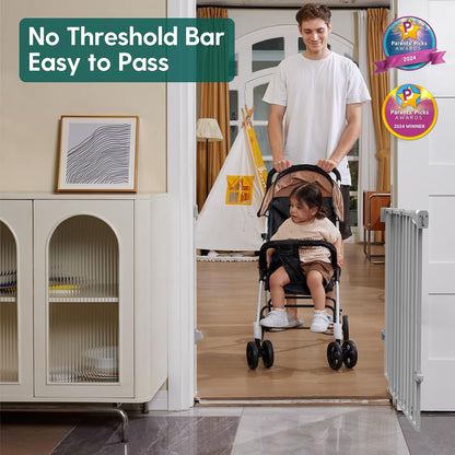 Babelio Baby Gate for Stairs, Kitchen & Doorways, No Bottom Bar| One-Handed Operation| Auto-Close| Hardware Mount (Drill Needed) Safety Dog/Pet Gate (Black - B17, 26-43" W, 28" H)