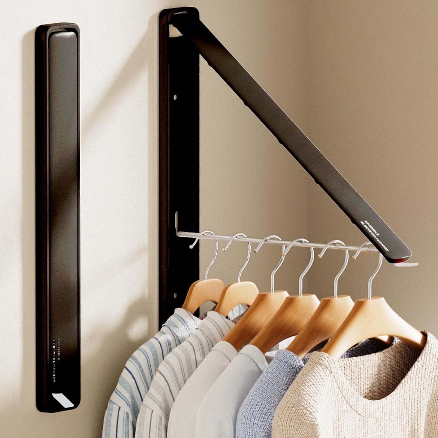 Clothes Drying Rack, Laundry Room Wall Mounted Retractable Clothes Hanger Drying Rack, Laundry Clothing Drying Rack Folding Indoor or Outdoor, Easy Installation Aluminium Dryer, 1pcs(White)