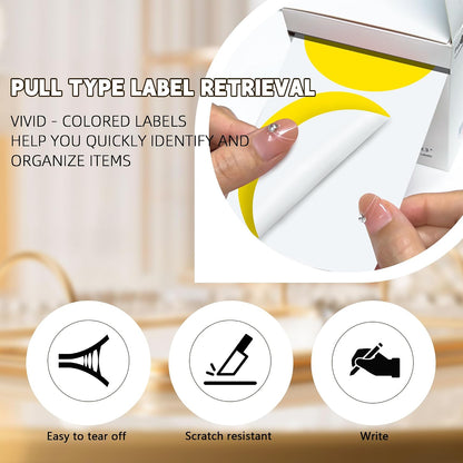 3 Inch White Color Code Dot Stickers,500 PCS Round Labels Stickers in Dispenser Box for Organization, Inventory,Classroom