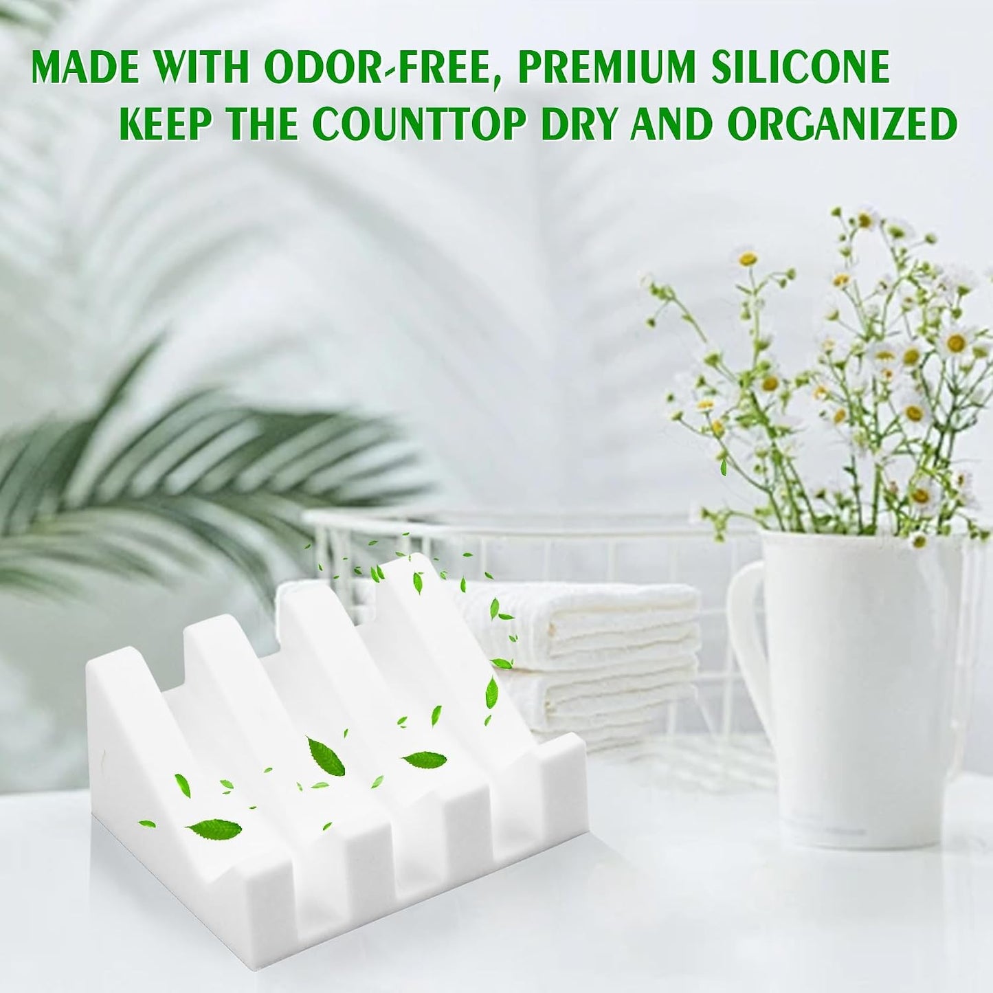 Self Draining Soap Dish Holder,Silicone Soap Dish,for Bathroom,Kitchen, Sponges，Can Extend Soap Life，Keep Soap Bars Dry and Easy Cleaning (White,1-Pack) - Colors A