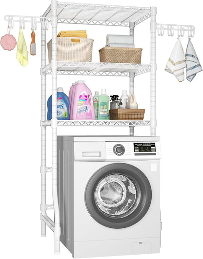 Ulif U8 Mini Laundry Room Storage Organizer, Over the Washer and Dryer Storage Shelves for Laundry Organization, 29.5”W x 17.3”D x 76.2”H, Suit Washing Machine Width within 27.1”, Hold 304 lb, Black
