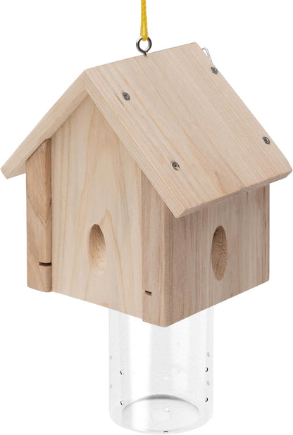 Best Bee Trap - Professional Carpenter Bee Trap for Outside - Cabin Style Nature Hanging Wood Trap for Outdoor with Removable Bee Vault (2 Pack)