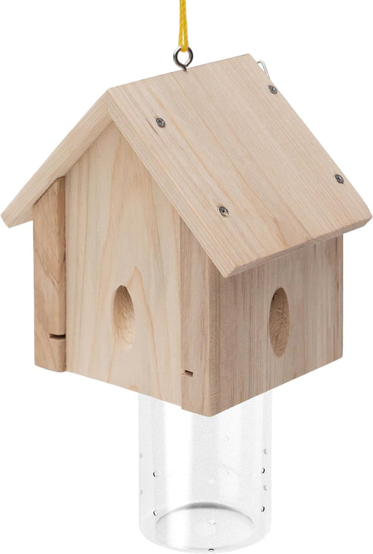 Best Bee Trap - Professional Carpenter Bee Trap for Outside - Cabin Style Nature Hanging Wood Trap for Outdoor with Removable Bee Vault (2 Pack)